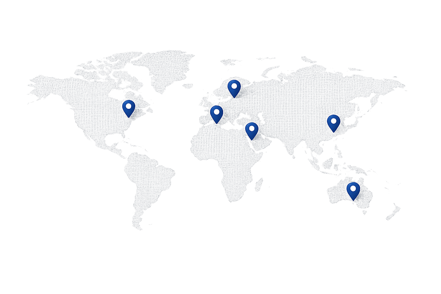 World Map showing VTech Serve global presence serving clients in India, USA, UK, and Canada